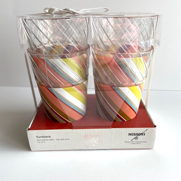 🔖 MISSONI For Target 20th Anniversary 4 Pack Tumbers Striped Cups Drinkware - Picture 3 of 6